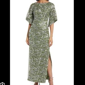 JS Collections Green Gown with Silver Accents